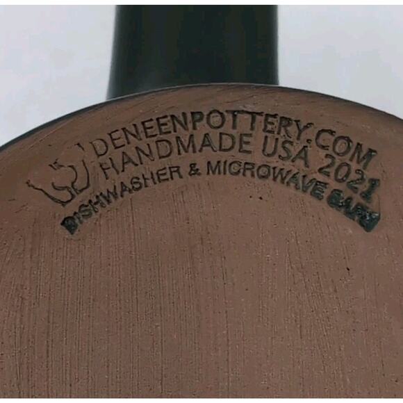 Deneen Pottery Bones Coffee Co Irish Cream Coffee Mug Green Stoneware Skeleton - Picture 8 of 11